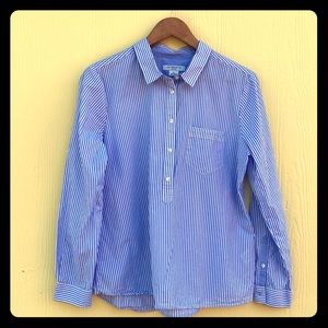 Liz Claiborne Petite 1/2 Button Up in Blue/White L